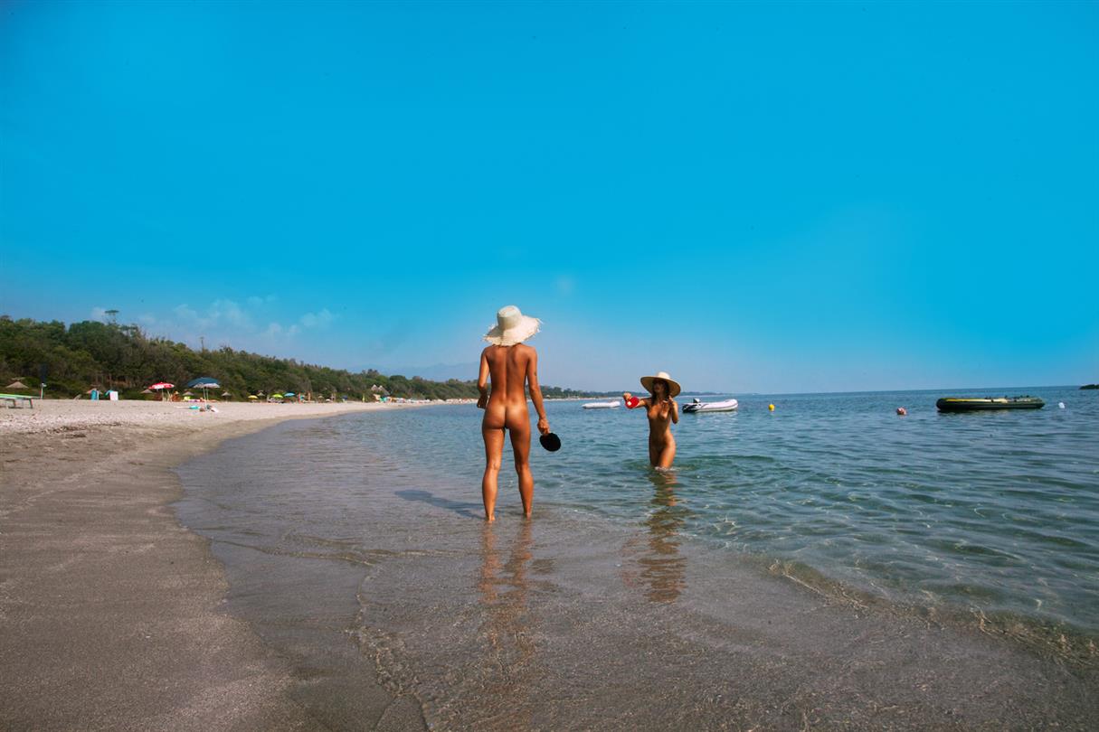 Nudist beach at the naturist campsite Corsica, Domaine de Bagheera