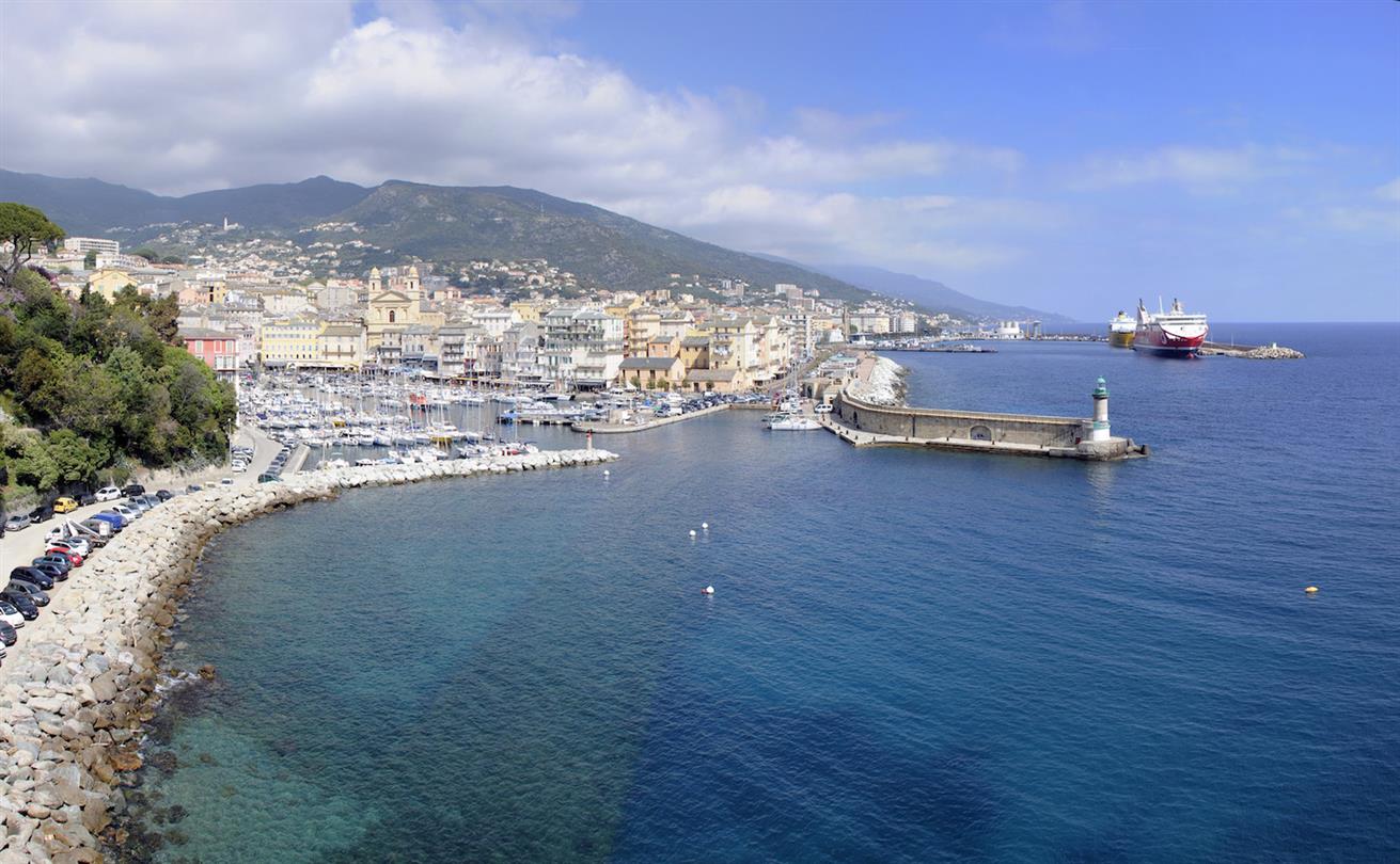 Port of Bastia - arrival by boat at the Village Vacances de Bagheera, Corsican naturist campsite
