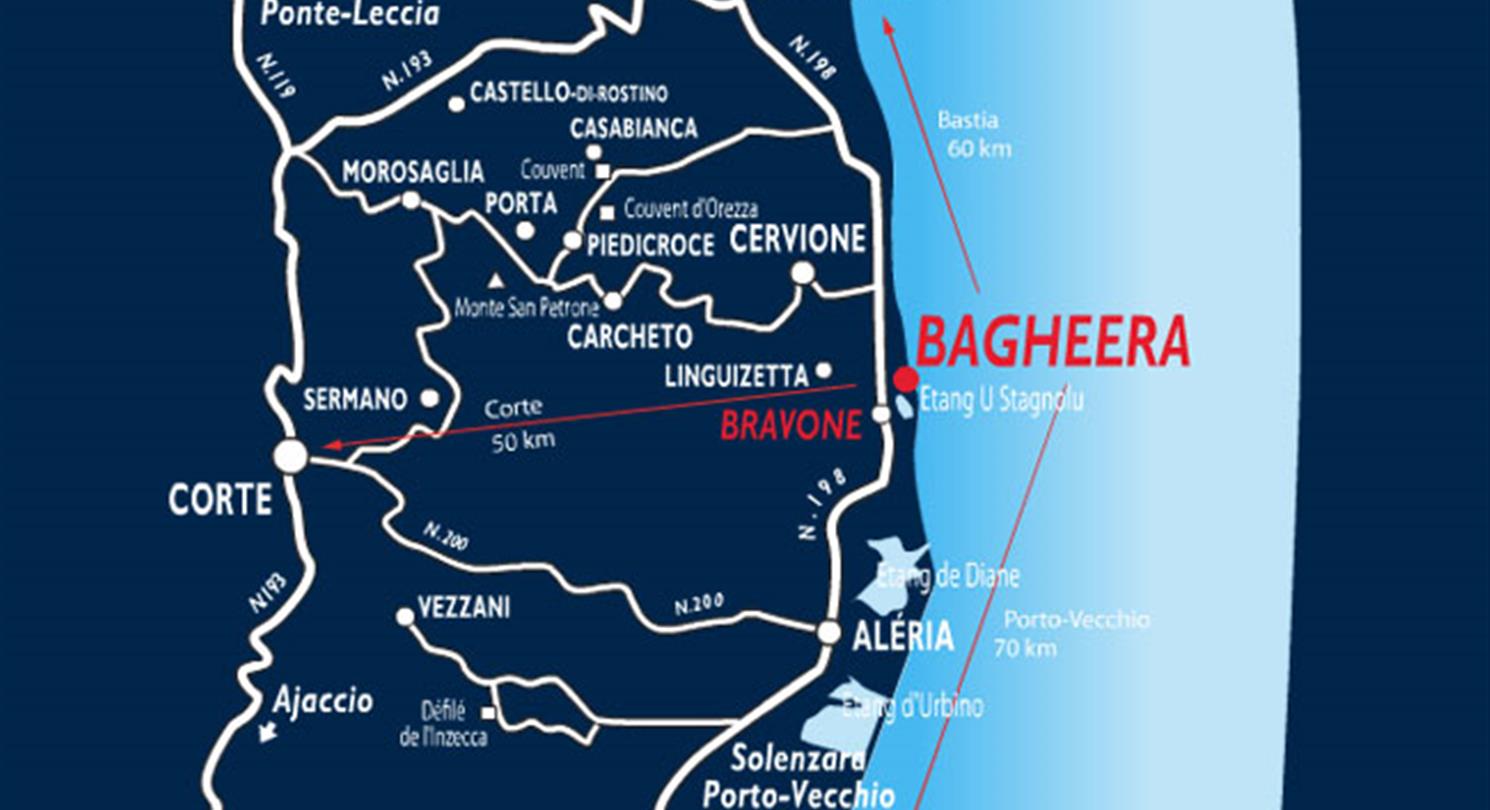 Corsica coach bus access to the 4-star naturist campsite Bagheera south of Bastia