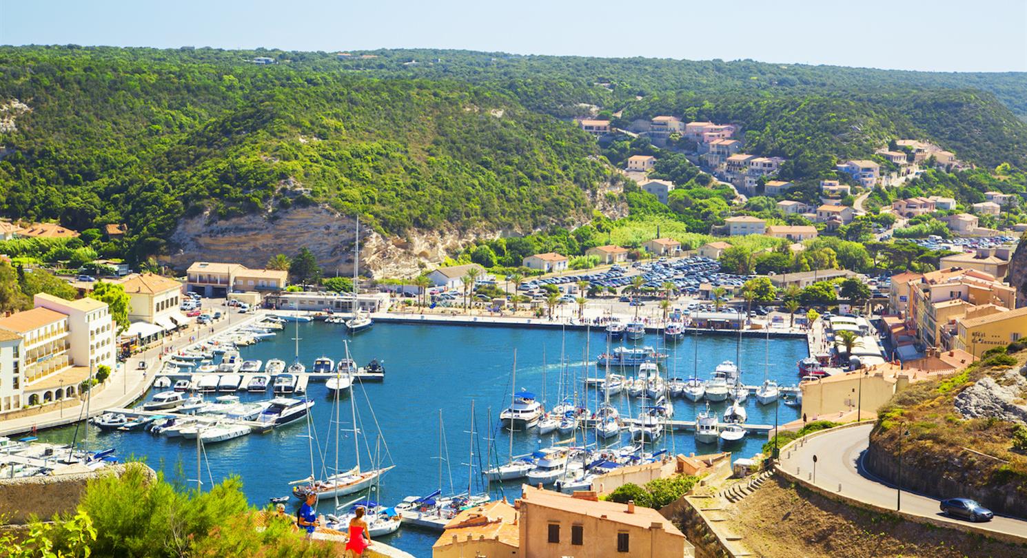 Port of Bonifacio near naturist campsite Corsica, Domaine de Bagheera