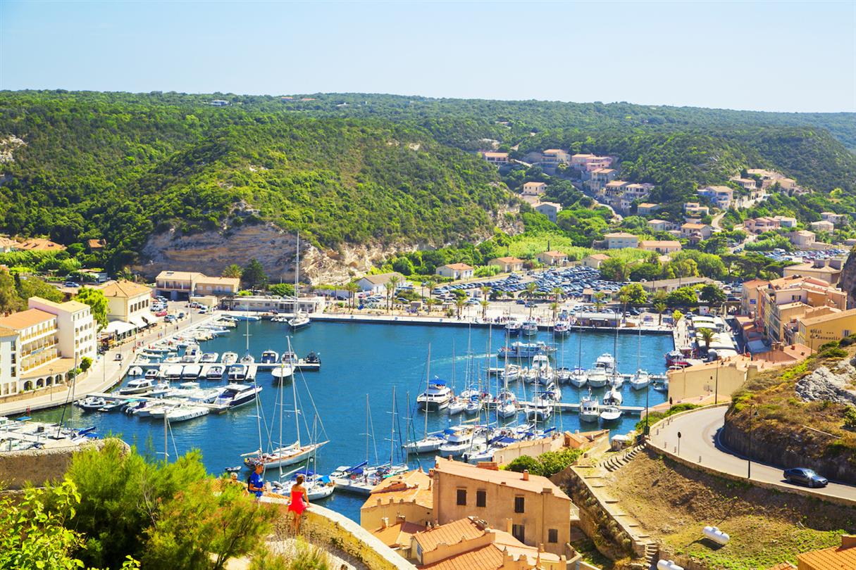 Port of Bonifacio near naturist campsite Corsica, Domaine de Bagheera