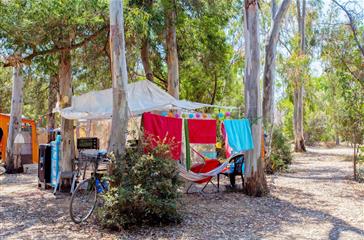 Sea view tent pitches in 4-star naturist campsite near Aleria