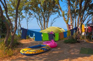 Naturist campsite with sea view tents south of Bastia