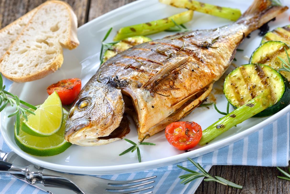 Fish dish, half board formula at the naturist campsite Corsica