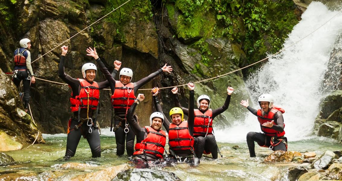 Canyoning for the whole family at the Bagheera naturist site in Corsica