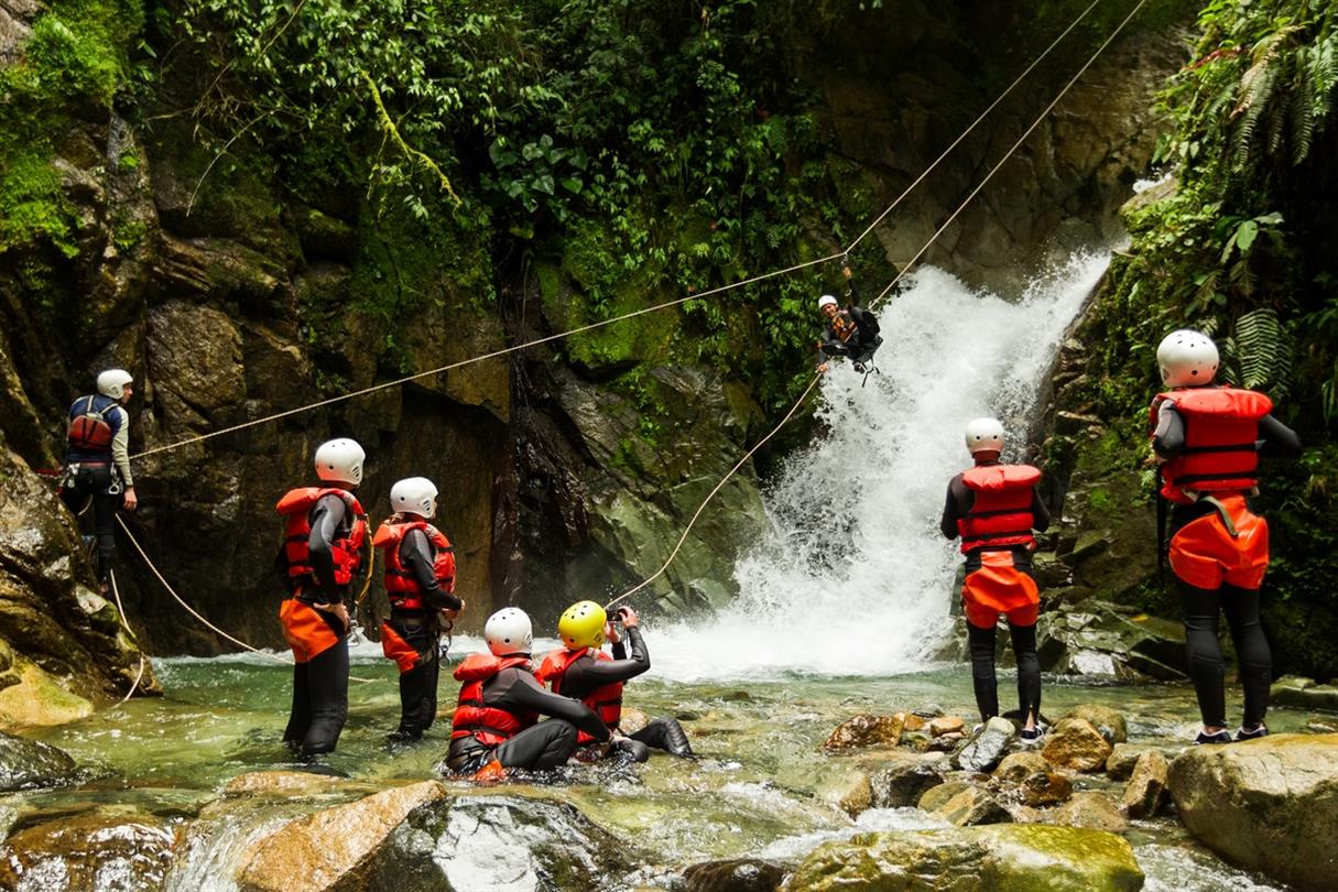 Canyoning near naturist campsite Corsica Domaine de Bagheera