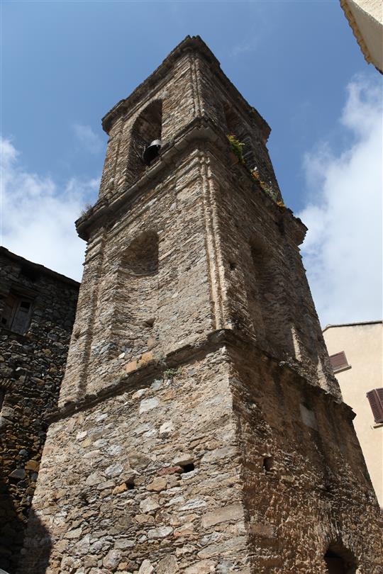 Bell tower of the village, Linguizzetta, near Corsican naturist campsite
