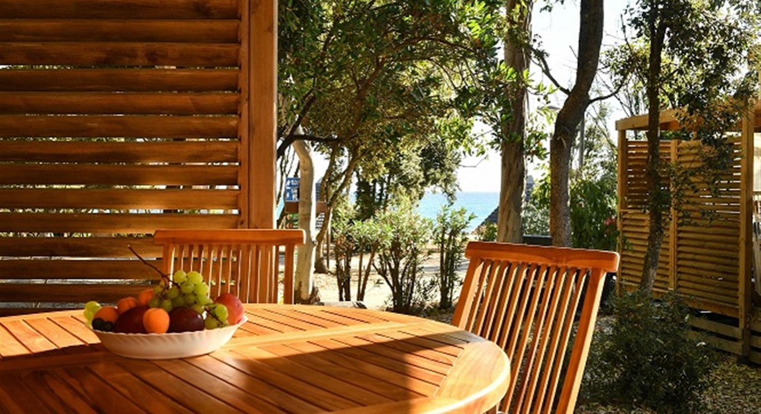 Mobile home 3 bedrooms sea view - Naturist campsite Corsica