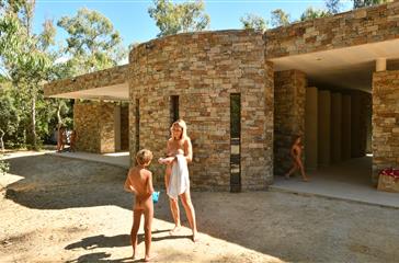 Naturist campsite with sea view tents south of Bastia